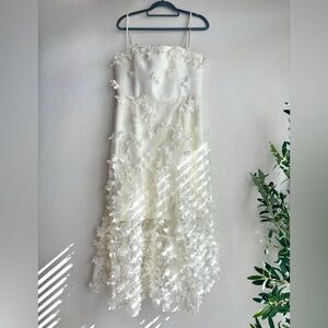 Anthropologie Helsi Audrey Square-Neck Floral Appliqué Sheer Midi Dress –